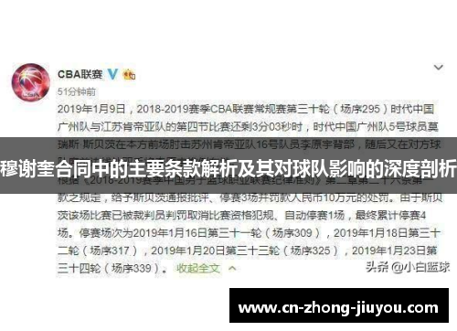 穆谢奎合同中的主要条款解析及其对球队影响的深度剖析 穆谢奎合同中的主要条款解析及其对球队影响的深度剖析